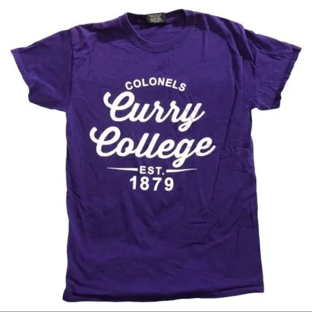MV SPORT COLONELS CURRY COLLEGE (MASSACHUSETTS) PURPLE T-SHIRT SMALL-EUC